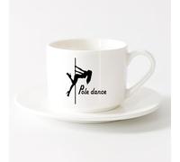 AYUEHBN Tazas blancas Silueta de baile en barra atractiva para mujeres bailarinas en club nocturno （6oz/175ml） Para el hogar o el trabajo Juego de té con taza y platillo (blanco)