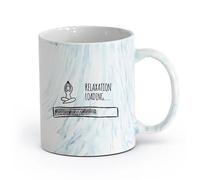 AYUEHBN Tazas café blanca Meditación relajación y carga Budismo （11oz/320ml） Regalo divertido para amantes del café, mejores amigos del trabajo, compañeros trabajo y amigos Azul mármol
