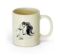 AYUEHBN Tazas con Asas Cómodas Chica guerrera con espada, atractivo sexual, cuerpo （11oz/320ml） para amantes del café, mejores amigos del trabajo, compañeros de trabajo y amigos Amarillo claro