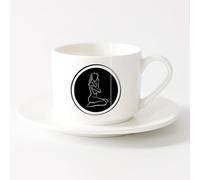 AYUEHBN Tazas de Café con Asa Círculo Enso Chica atractivo sexual Cuerpo SPA Masaje （6oz/175ml） Café, té, latte, leche, cacao, zumo y otras bebidas calientes Juego de té con taza y platillo (blanco)