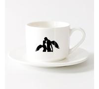 AYUEHBN Tazas de Café con Asas Grandes para Hombres y Mujeres Ángeles del amor y el sexo （6oz/175ml） Para bebidas calientes, latte, capuchino Juego de té con taza y platillo (blanco)