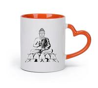 AYUEHBN Tazas de café de blanca Buda Budismo Yoga Mediación Om （11oz/320ml）para una bebida matutina, bodas, cumpleaños, regalos para mujeres, Día del Padre, madres, niñas y niños Naranja