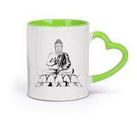 AYUEHBN Tazas de café de blanca Buda Budismo Yoga Mediación Om （11oz/320ml） para una bebida matutina, bodas, cumpleaños, regalos para mujeres, Día del Padre, madres, niñas y niños Verde