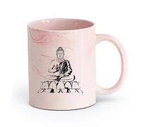 AYUEHBN Tazas de café de blanca Buda Budismo Yoga Mediación Om （11oz/320ml） una bebida matutina, bodas, cumpleaños, regalos para mujeres, Día del Padre, madres, niñas y niños Rosa mármol