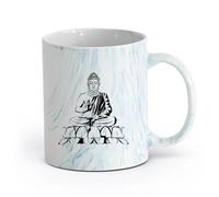 AYUEHBN Tazas de café de blanca Buda Budismo Yoga Mediación Om （11oz/320ml） una bebida matutina, bodas, cumpleaños, regalos para mujeres, Día del Padre, madres, niñas y niños Azul mármol