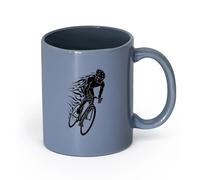 AYUEHBN Tazas de café de blanca Ciclista Deporte Carrera Bicicleta Fuego （11oz/320ml） para amantes del café, mejores amigos del trabajo, compañeros de trabajo y amigos Gris azulado