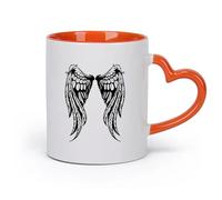 AYUEHBN Tazas de café de blanca Símbolo de alas de mujer ángel （11oz/320ml）para una bebida matutina, bodas, cumpleaños, regalos para mujeres, Día del Padre, madres, niñas y niños Naranja
