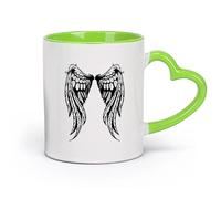 AYUEHBN Tazas de café de blanca Símbolo de alas de mujer ángel （11oz/320ml） para una bebida matutina, bodas, cumpleaños, regalos para mujeres, Día del Padre, madres, niñas y niños Verde