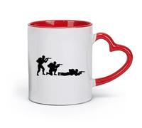 AYUEHBN Tazas de café de cerámica blanca con diseño de soldados, armas militares, sala de juegos de guerra (320 ml) Capuchino, latte macchiato, té, espresso rojo