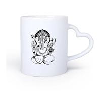 AYUEHBN Tazas de café de cerámica blanca Ganesha Elefante Hinduismo Dios hindú 11oz/320ml Regalo divertido para amantes del café, mejores amigos del trabajo, compañeros de trabajo y amigos