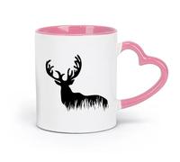AYUEHBN Tazas de café de cerámica con asa, diseño de ciervo, animales salvajes, bosque, caza, pasatiempo (320 ml), elegantes y duraderas, aptas para microondas y lavavajillas, color rosa.