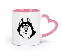 AYUEHBN Tazas de café de porcelana con diseño de perro, husky, tienda de mascotas, cabeza de animal (320 ml), color rosa, para café, té, café con leche, leche, cacao, zumos y otras bebidas calientes.