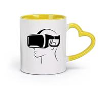 AYUEHBN Tazas de café de porcelana y cerámica con pantalla de realidad virtual (320 ml) para café, té, café con leche, leche, cacao, jugos y otras bebidas calientes.