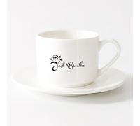 AYUEHBN Tazas de Café y Té Cita inspiradora de yoga para relajarse y motivar: Solo respira. （6oz/175ml） Para cafetería o restaurante Juego de té con taza y platillo (blanco)