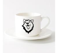 AYUEHBN Tazas de Café y Té Tienda de mascotas Husky: Lindo perro cabeza amigo animales de casa （6oz/175ml） Apto para lavavajillas y microondas Juego de té con taza y platillo (blanco)