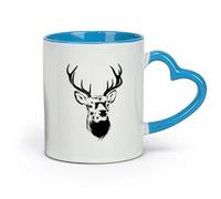 AYUEHBN Tazas de cerámica blancas con diseño de cabeza de ciervo del bosque y cuernos de animales (320 ml) Regalo divertido para amantes del café, compañeros de trabajo, amigos y colegas Azul