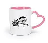 AYUEHBN Tazas de cerámica blancas con texto en inglés First Jump Parachute Extreme Sport Skydiving (320 ml) y diseño divertido para amantes del café, compañeros de trabajo, amigos y colegas.