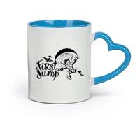 AYUEHBN Tazas de cerámica blancas con texto First Jump Parachute Extreme Sport Skydiving (320 ml) y humorísticas tazas para amantes del café, compañeros de trabajo, amigos y colegas.