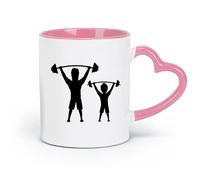 AYUEHBN Tazas de cerámica blancas para gimnasia, fitness, deportes, papá, hijo, familia sana (320 ml) y bebidas calientes, color rosa espresso.