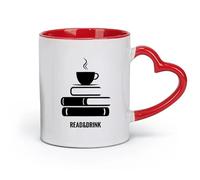 AYUEHBN Tazas de cerámica con asa cómoda, ideal para el hogar, la oficina, cafeterías, ideas de regalo, libros, librería, biblioteca (11 oz/320 ml), color rojo