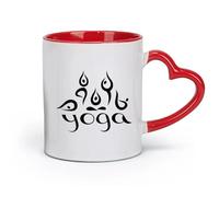 AYUEHBN Tazas de cerámica con asa cómoda para yoga, meditación, budismo, hinduismo (320 ml) Taza de café de cerámica para capuchino, té, leche, color rojo
