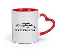 AYUEHBN Tazas de cerámica con asa cómoda Speed Car Race Garage Auto Word (11 oz/320 ml) Taza de café de cerámica para capuchino, té, leche, rojo