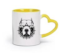 AYUEHBN Tazas de cerámica con asas, diseño de American Staffordshire Terrier, perro enojado (320 ml), gran regalo para amantes, color amarillo