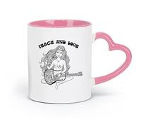 AYUEHBN Tazas de cerámica con asas Hippie Girl Peace and Love Life Style (11 oz/320 ml) Taza de café de cerámica para capuchino, té, leche, rosa