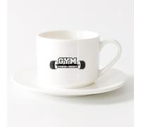 AYUEHBN Tazas de Cerámica con Asas Motivación Deportiva Gimnasia Energía Fitnesscenter （6oz/175ml） Elegante y duradero: apto para microondas y lavavajillas Juego de té con taza y platillo (blanco)