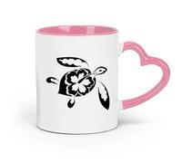 AYUEHBN Tazas de cerámica de gres para café, té, patrones de tortugas, animales marinos (11 oz/320 ml), aptas para oficina, hogar, cafetería, lavavajillas y microondas, color rosa