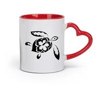 AYUEHBN Tazas de cerámica de gres para café, té, patrones de tortugas, animales marinos (11 oz/320 ml) para oficina, hogar, cafetería, lavavajillas y microondas, color rojo