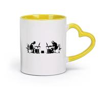 AYUEHBN Tazas de cerámica de gres para café, té, videojuegos de batalla de gamers (320 ml) para oficina, hogar, cafetería, lavavajillas y microondas. Apto para amarillo.