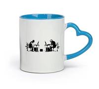 AYUEHBN Tazas de cerámica de gres para café, té, videojuegos de batalla de gamers (320 ml) para oficina, hogar, cafetería, lavavajillas y microondas. Azul.