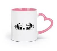 AYUEHBN Tazas de cerámica de gres para café, té, videojuegos de batalla de gamers (320 ml) para oficina, hogar, cafetería, lavavajillas y microondas, color rosa