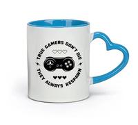 AYUEHBN Tazas de cerámica duraderas Palabras Juego Verdadero Jugador No Mueren Siempre Reaparecen （11oz/320ml） Regalo para Hombres o Mujeres Azul