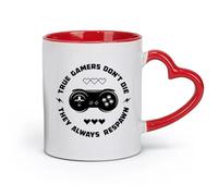 AYUEHBN Tazas de cerámica duraderas Palabras Juego Verdadero Jugador No Mueren Siempre Reaparecen （11oz/320ml） Regalo para Hombres o Mujeres Rojo