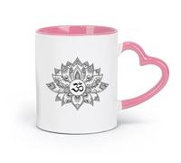 AYUEHBN Tazas de cerámica elegantes para té y café, flor de loto, budismo, meditación, yoga, zen (320 ml), para cafetería o restaurante, color rosa