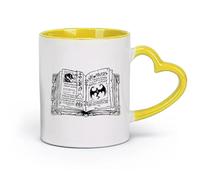 AYUEHBN Tazas de cerámica elegantes para té y café, libro de hechizos mágicos abierto antiguo con dragones (320 ml) para oficina, hogar, cafetería, lavavajillas y microondas, color amarillo