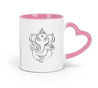 AYUEHBN Tazas de cerámica para café, leche, té, dios Ganesha, elefante hindú de la India (320 ml), aptas para lavavajillas y microondas, para la oficina y el hogar, color rosa