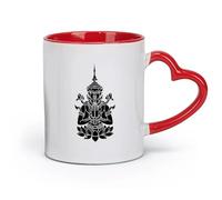 AYUEHBN Tazas de cerámica para café, leche, té, estilo asiático camboyano, hinduismo, dios del loto (320 ml), aptas para lavavajillas y microondas, color rojo