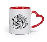 AYUEHBN Tazas de cerámica para café, leche, té, Ganesha, elefante hindú, dios de la India, yoga (320 ml) para café, avena, té, fácil de limpiar, color rojo