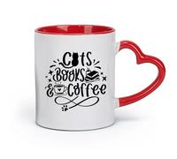 AYUEHBN Tazas de cerámica para café, leche, té, letras, gatos, libros, café, palabras inspiradoras (320 ml) para té, chocolate caliente, rojo