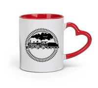 AYUEHBN Tazas de cerámica para café, leche, té, tren, locomotora, transporte ferroviario (320 ml), capuchino, latte macchiato, té, espresso rojo.