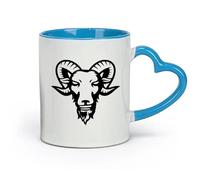 AYUEHBN Tazas de cerámica para café, leche y té con diseño de cabeza de carnero estilizada, oveja y cuerno grande (320 ml) Ideal para uso en el hogar y la oficina Azul