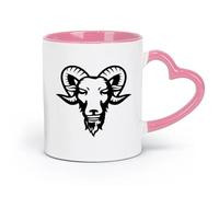 AYUEHBN Tazas de cerámica para café, leche y té con diseño de cabeza de carnero estilizada, oveja y cuerno grande (320 ml) Ideal para uso doméstico y de oficina, color rosa
