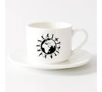 AYUEHBN Tazas de Cerámica para Café, Leche y Té Deportes Estilo de vida saludable Tierra （6oz/175ml） Taza de cerámica para capuchino, té, leche Juego de té con taza y platillo (blanco)