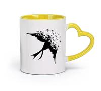 AYUEHBN Tazas de cerámica para café, leche y té, diseño de pájaro cantor y golondrina (320 ml) para capuchino, latte macchiato, té y espresso.