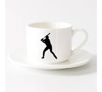 AYUEHBN Tazas de Cerámica para Café, Leche y Té Juego de béisbol de jugador niño bate deporte （6oz/175ml） Para té, café, infusión caliente Juego de té con taza y platillo (blanco)