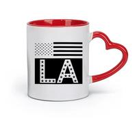 AYUEHBN Tazas de cerámica para café, té, café, tazas, bandera estadounidense, Los Ángeles, LA (11 oz/320 ml), taza de café de cerámica para capuchino, té, leche, rojo