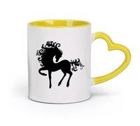 AYUEHBN Tazas de cerámica para café, té, café, tazas, caballo, poni, cuento infantil, animal (320 ml), elegantes y duraderas, aptas para microondas y lavavajillas, color amarillo